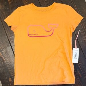 Vineyard Vines Orange Tee with Pink Whale